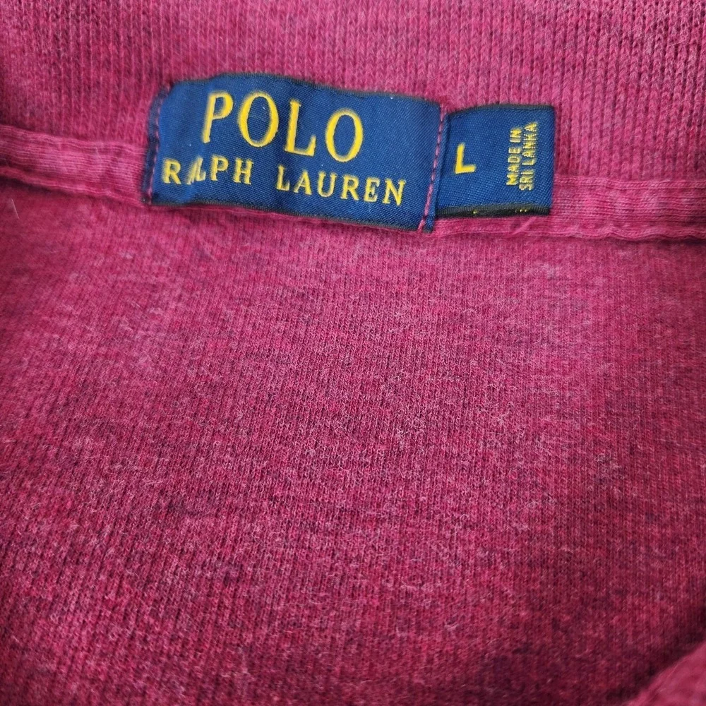 Polo Ralph‎ Lauren Sweater Mens L Magenta Quarter Zip Mock Neck Cotton Pullover